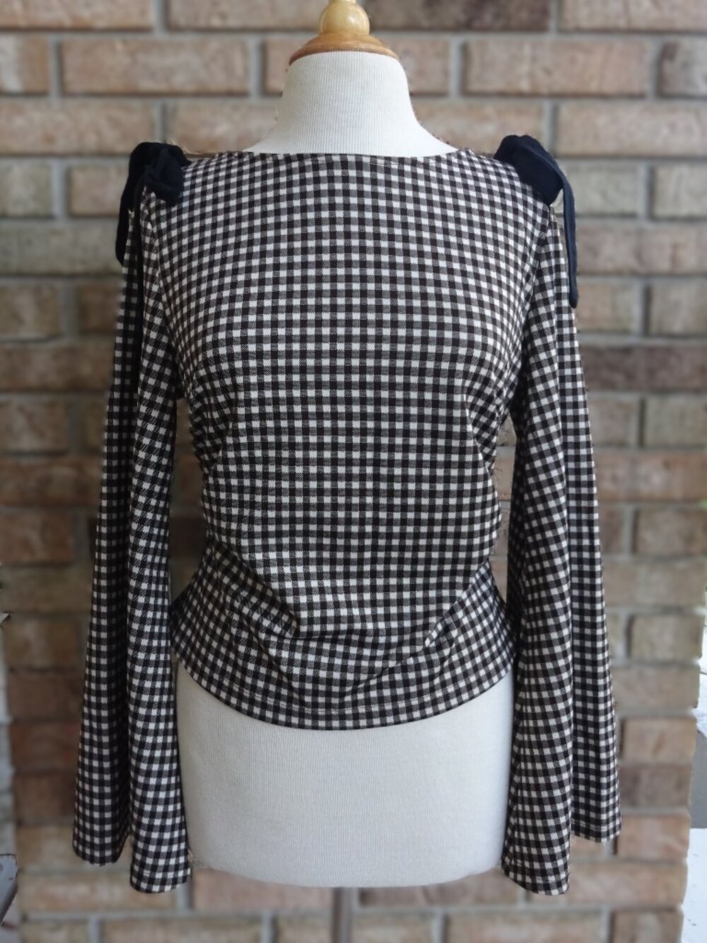 Cider Black & White Gingham Top - Size XL